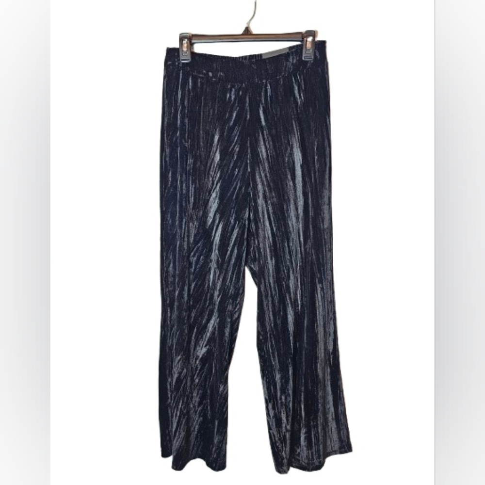 Rachel Zoe Black Velvet Feel Mid-Rise Wide Leg Pants Women's Size Medium